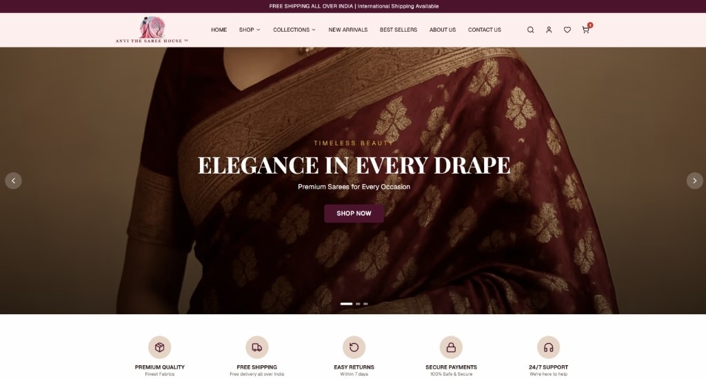 Anvi The Saree House homepage